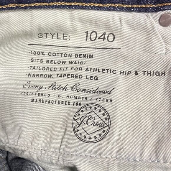 J.Crew 1040 Athletic Tailored Fit Narrow Tapered Leg Men's W38 L32  Blue Jeans - Picture 13 of 15